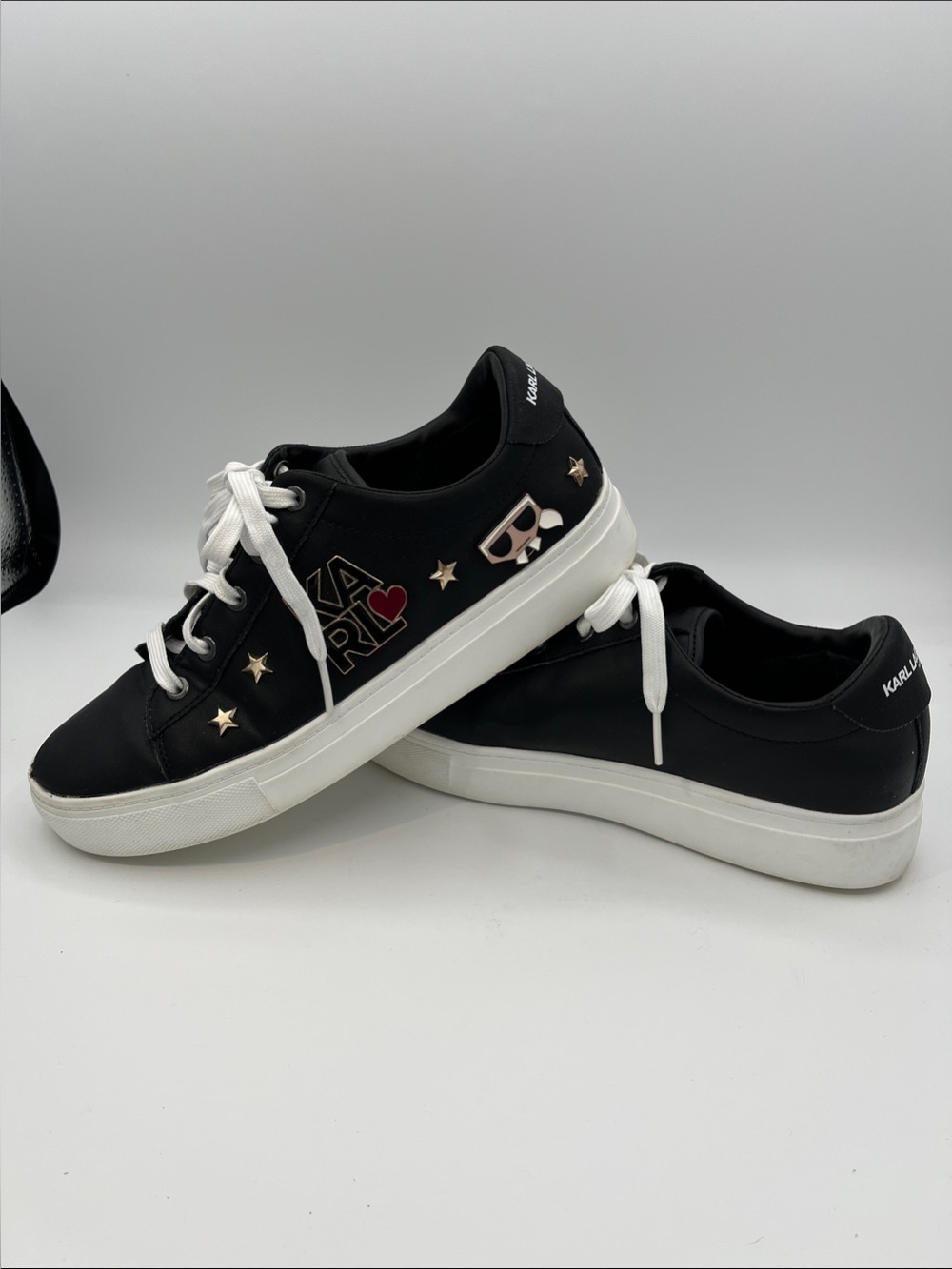Karl Lagerfeld Cammy Black Sneakers with With  Embellishment Details